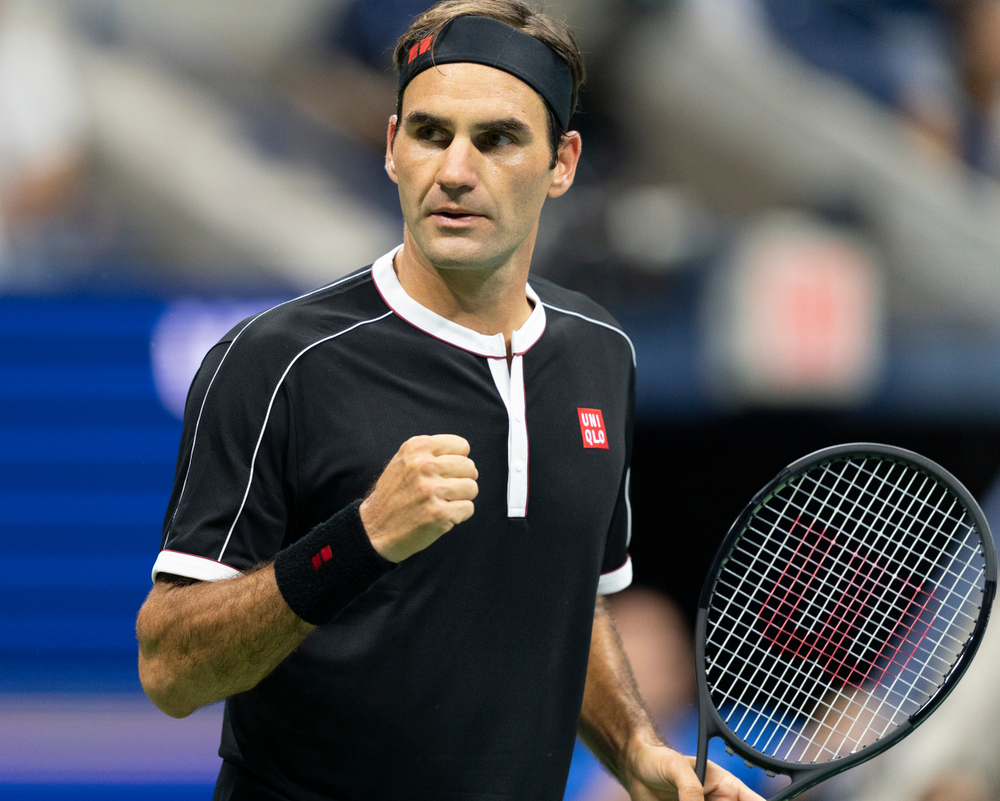 Roger Federer during quarter final of US Open Championships against Grigor Dimitrov