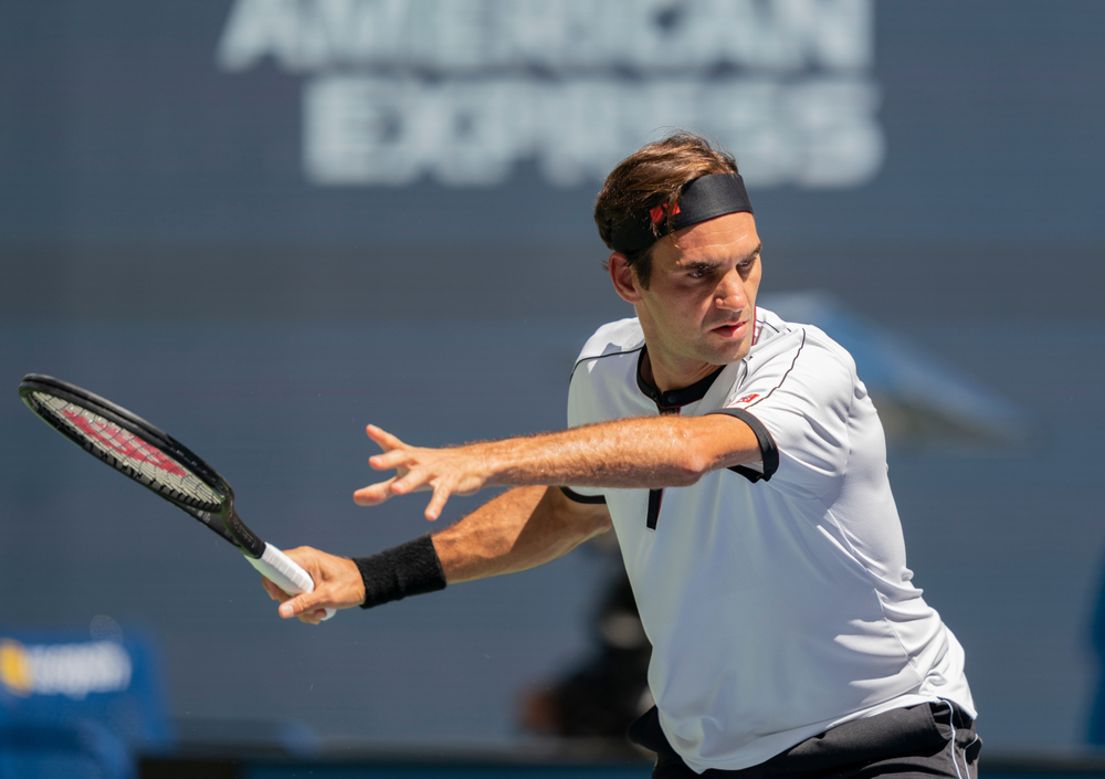 Roger Federer during round 3 of US Open Tennis Championship against Daniel Evans