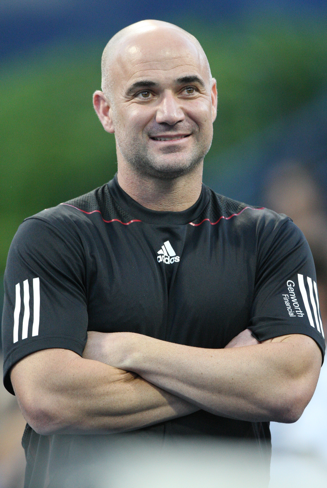 Andre Agassi at a charity match at the Farmers Classic