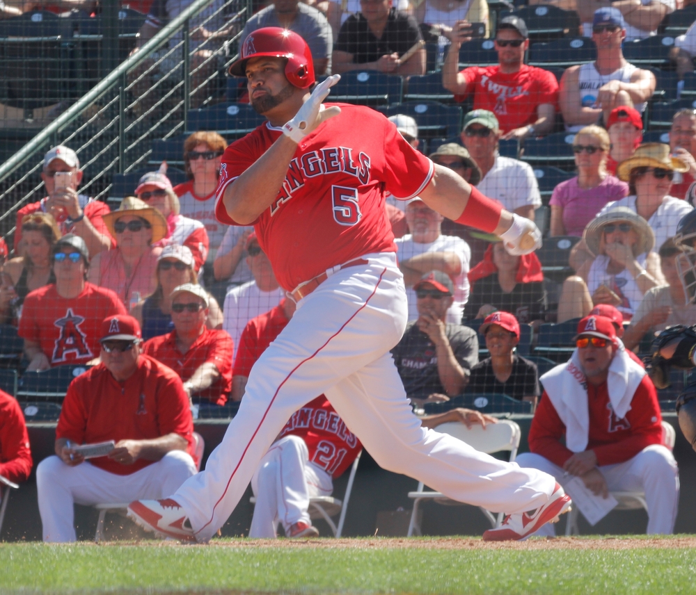 Albert Pujols DH for the Los Angles Angels at Tempe Diablo Stadium