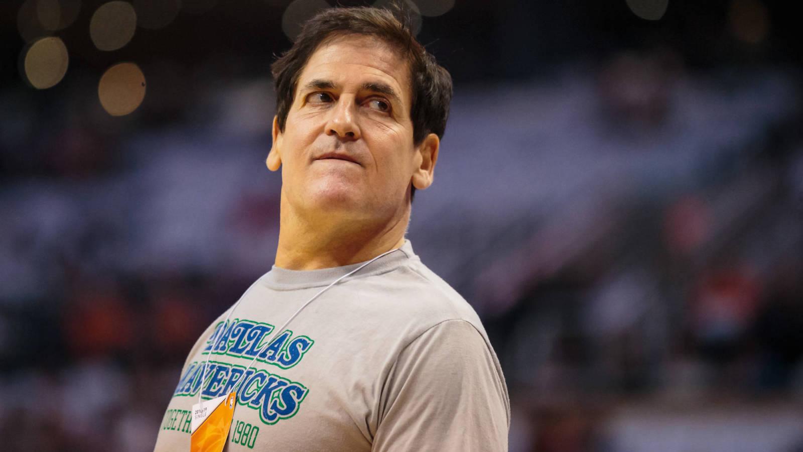 Mark Cuban wearing a Dallas Mavericks tee