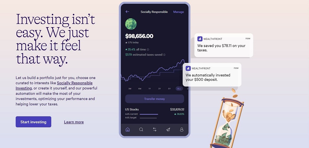 wealthfront website homepage screenshot