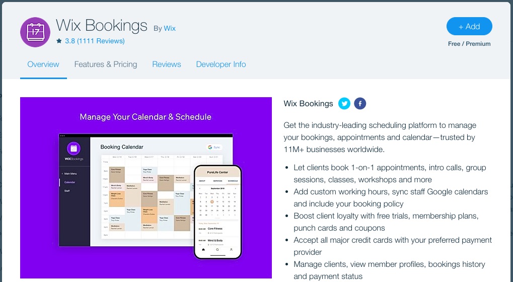 Wix bookings app