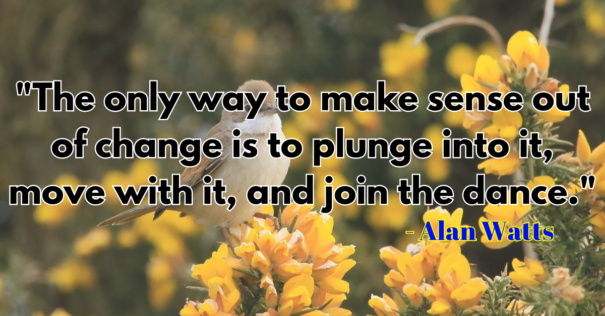 "The only way to make sense out of change is to plunge into it, move with it, and join the dance." - Alan Watts
