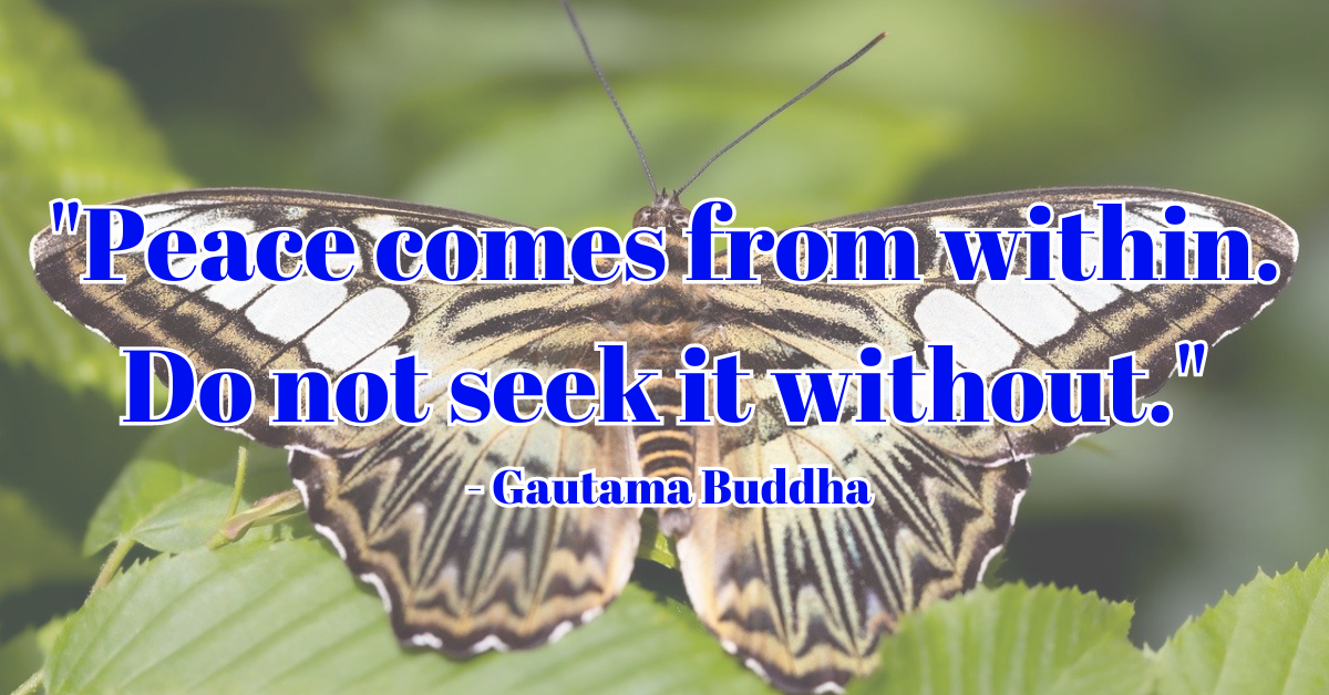 "Peace comes from within. Do not seek it without." - Gautama Buddha